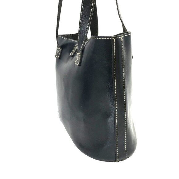 AliFieri Designer Black Leather Shoulder Bag 2 Strap Handles Handmade 11X13 - Picture 3 of 13